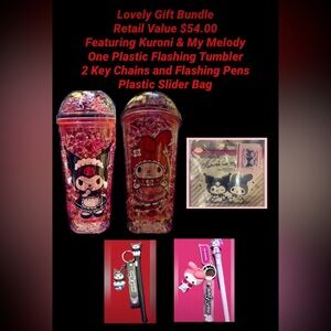 Kuroni My Melody Flashing Tumbler 2 Key Chains Flashing Pens Sliding Plastic Bag